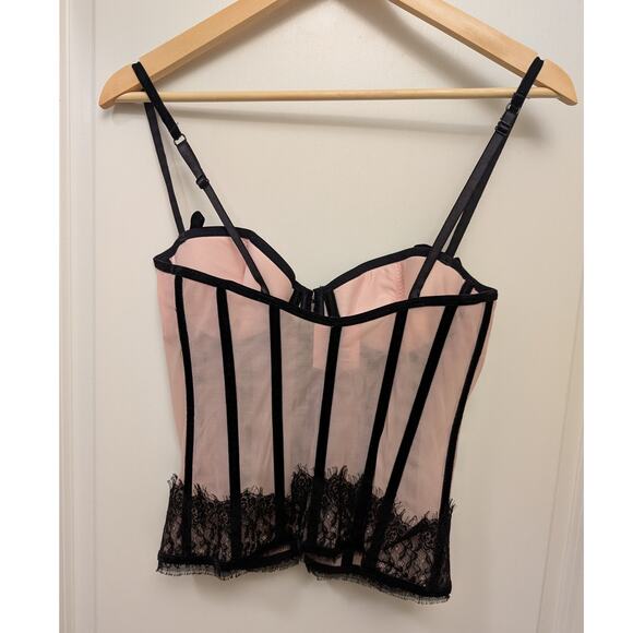 Victoria's Secret Sexy Little Things‎ Corset Pink & Black Lace 34B Cami Lingerie - Picture 2 of 3